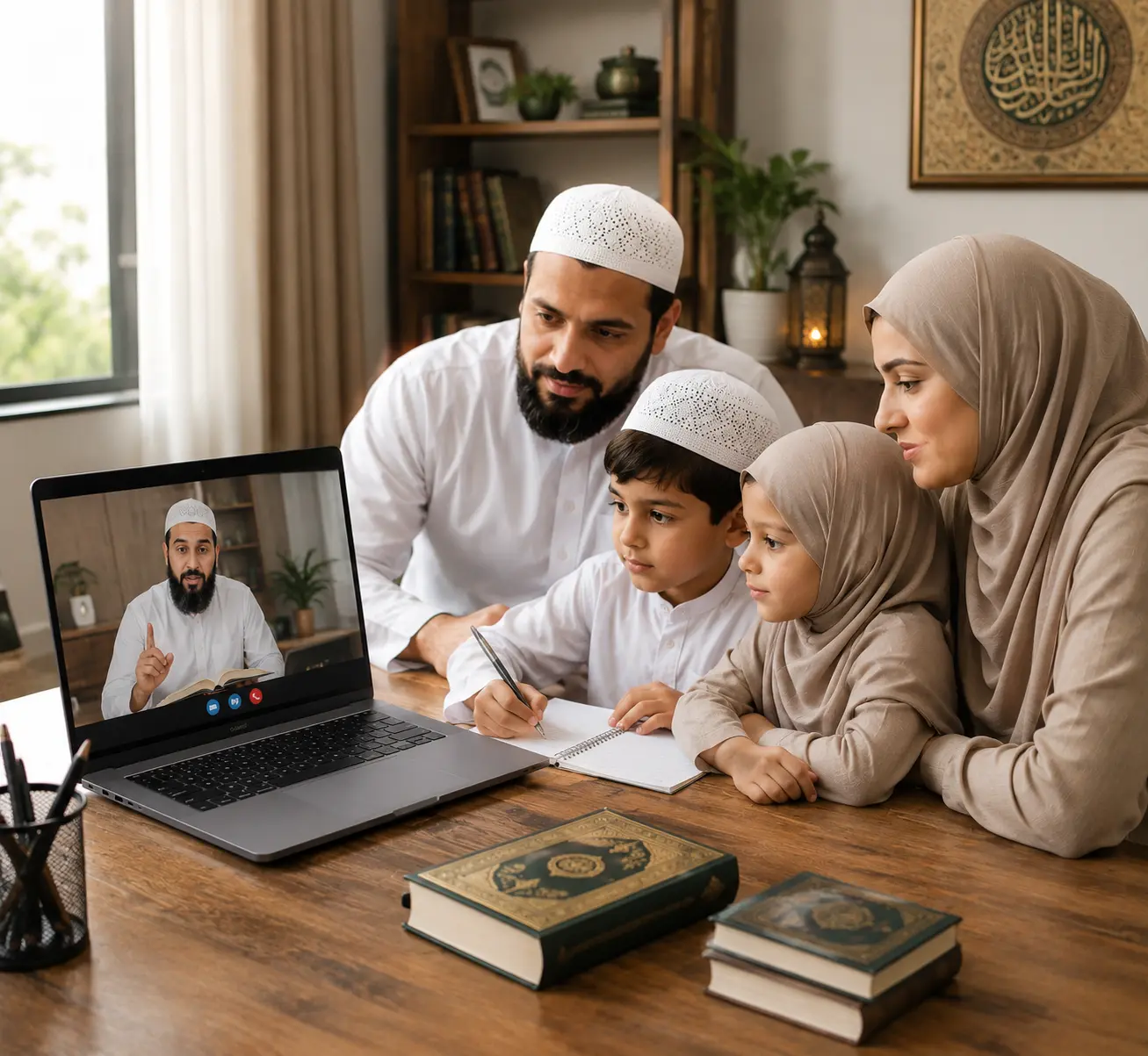 Student learning Quran online with Quran Assistant